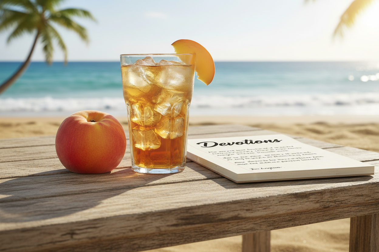 put a beach table and insert a notepad with devotions